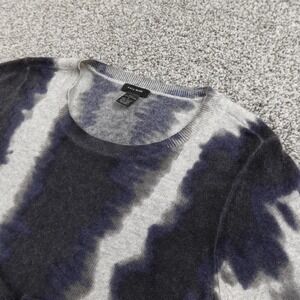 Only Mine Sweater Womens L Black Gray Cashmere Tie Dye Crewneck Pullover Cozy